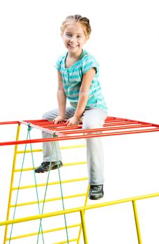 playground with little girl on a white background