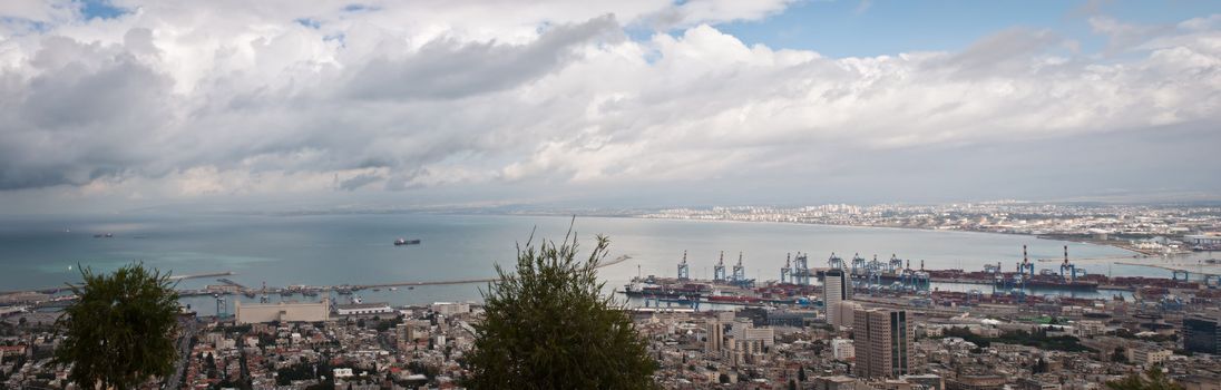 Sea Port of Haifa. Israel.Panoramic view.