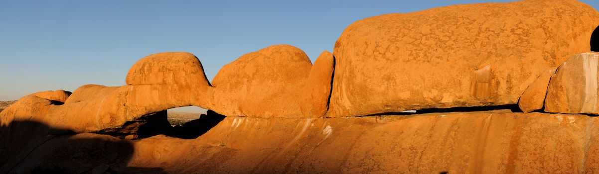 Panorama from four photos of the natural arch at Spitzkoppe in Namibia