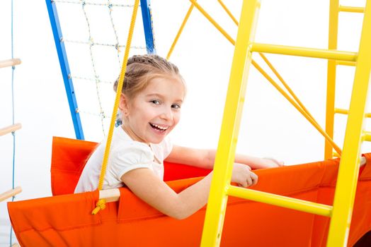 playground with little girl on a white background