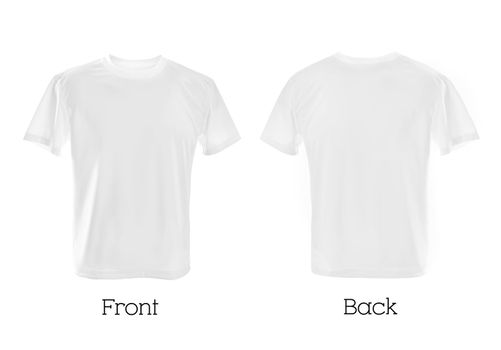 white T-shirts front and back cbe used as design template.