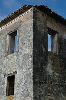Abandoned rural house in Zakynthos, Greece. Architectural detail.