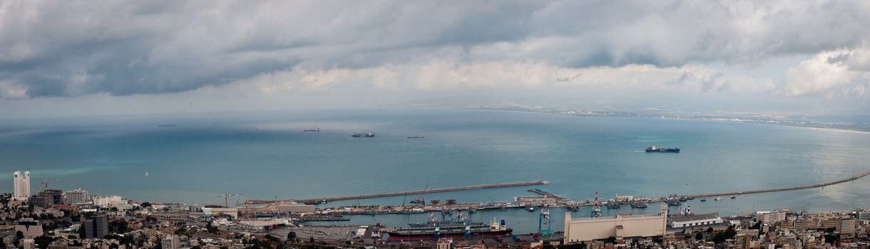 Sea Port of Haifa. Israel.Panoramic view.