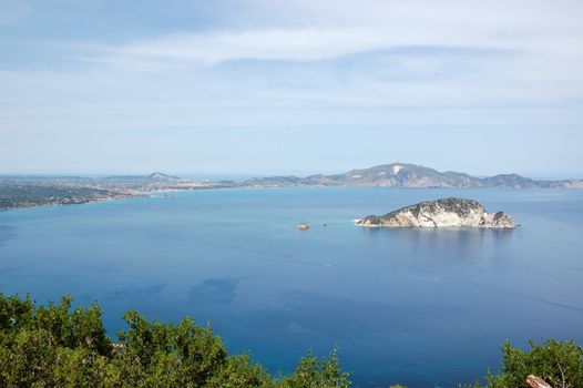 Laganas Keri national sea park and Marathonisi island where the caretta sea turtle lays its eggs. Zakynthos, Greece.