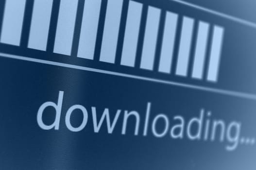 Closeup of Download Process Bar on LCD Screen