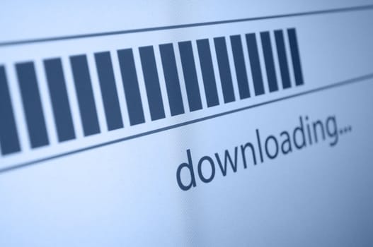 Closeup of Download Process Bar on LCD Screen