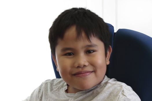 Portrait of asian boy in white background