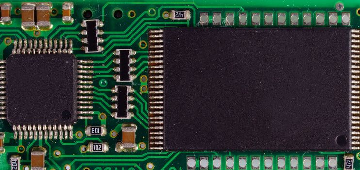 Detail of microchip with a lot of dust