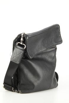 black leather bag isolate on white background