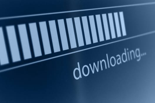 Closeup of Download Process Bar on LCD Screen