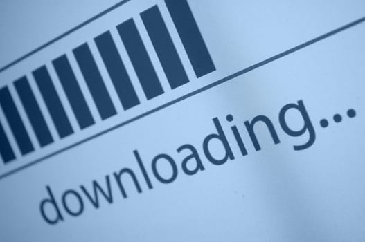 Closeup of Download Process Bar on LCD Screen