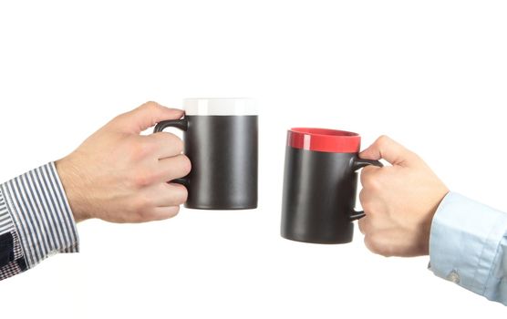 Businessman hand holding a cup of tea