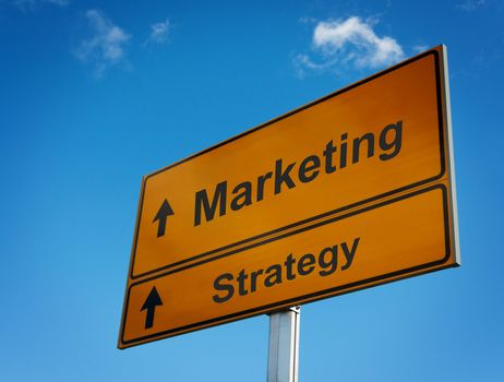 Marketing strategy road sign business concept.