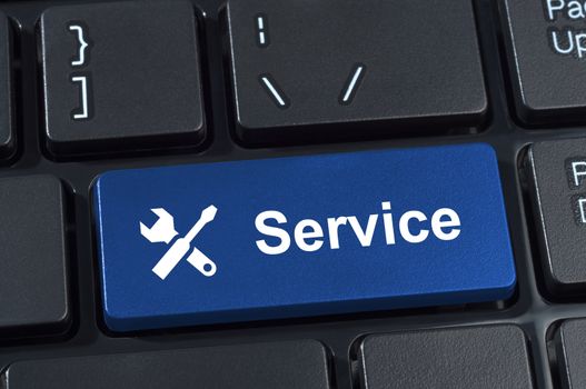 Service button with tools icon. Concept of customer maintenance and support .