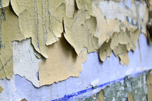 Old paint peeling from wall background or texture