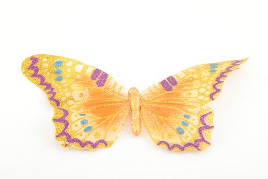 Yellow butterfly on white background for site