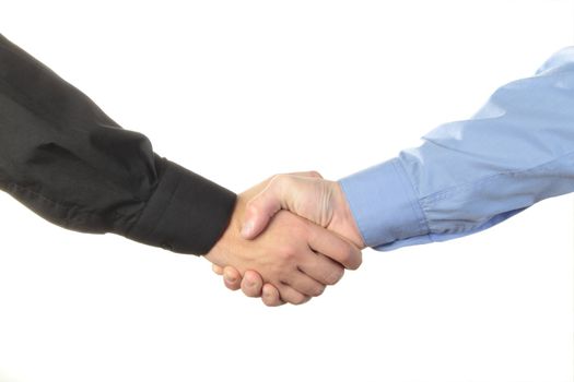 Businessmen shaking hands isolated on white background