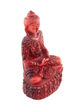 Red budha statue isolated on white background