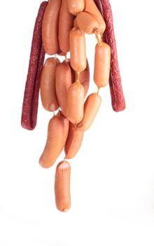 fresh sausages isolated on white background for you