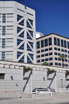 View of office towers in downtown Riverside, California.