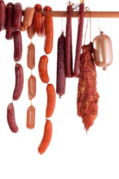 hanging sausage isolated on white background for you