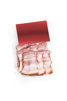 sliced meat packaged isolated on white background