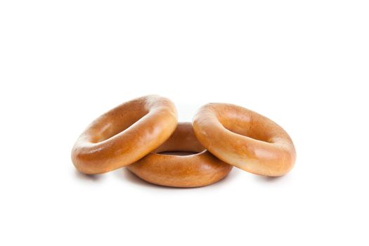 three bagels composition isolated on white background