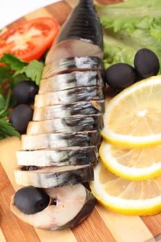 sliced herring with vegetables close up for you