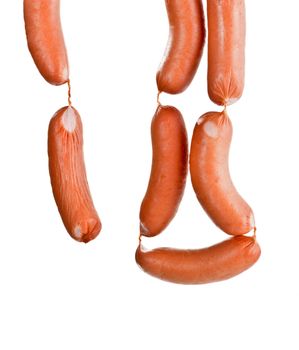 hang sausages isolated on white background for you