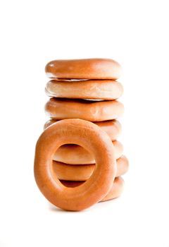 composition with bagels isolated on white background