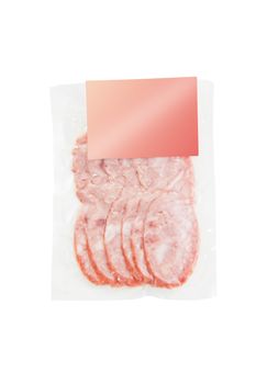 sliced meat packaged isolated on white background
