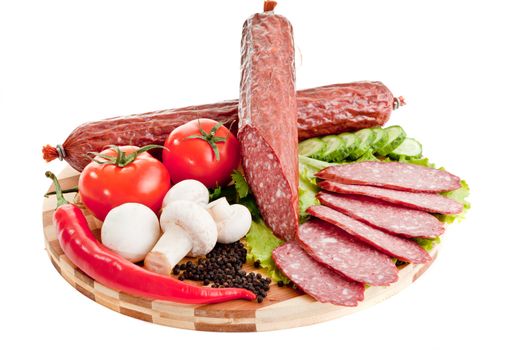 sliced sausage with vegetables and red papper for site