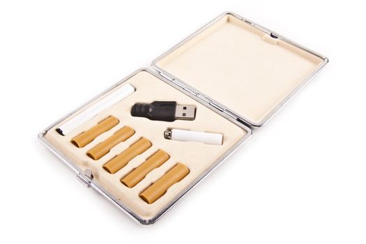 electric cigarette in box isolated isolated on white