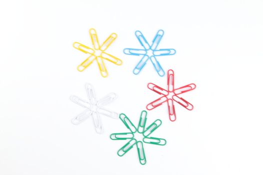 paperclip's in the shape of snowflakes isolated