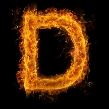 Fiery uppercase letter D