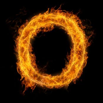 Fiery uppercase letter O