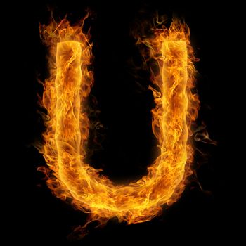 Fiery uppercase letter U