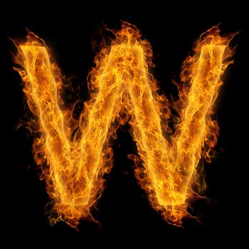 Fiery uppercase letter W