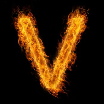 Fiery uppercase letter V