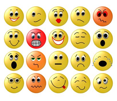smileys showing different emotions