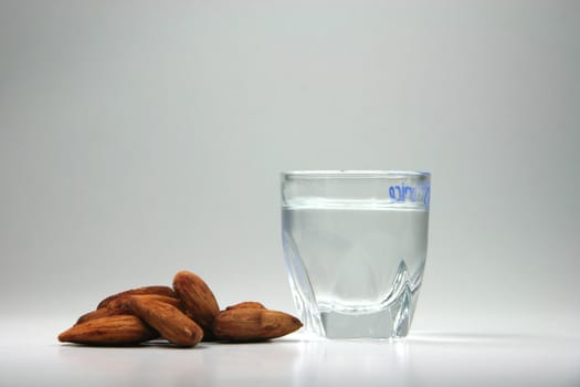 vodka shooter with snack and reflection