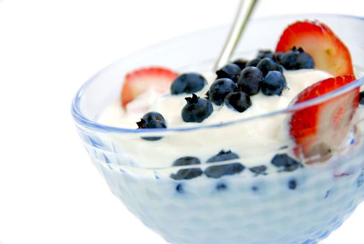 Healthy breakfast of yogurt and fresh berries