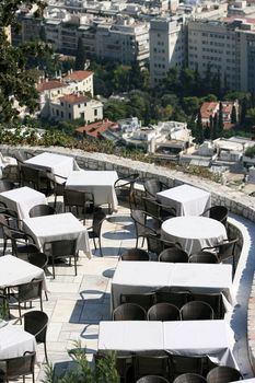 view of athens town from the restaurant of lycabetus hill