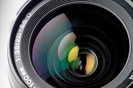 Camera lens closeup: this sample is from an SLR (single lens reflex).
