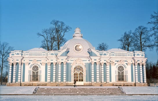 Classical building in cold and sunny winter day