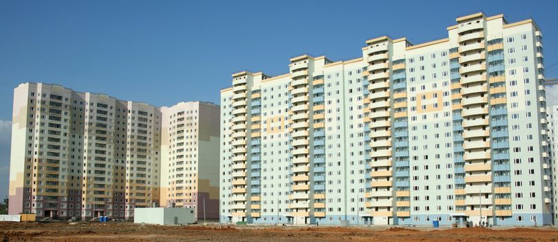 New buildings are in the new district of Moscow