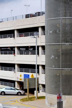 Car entering a parking garage