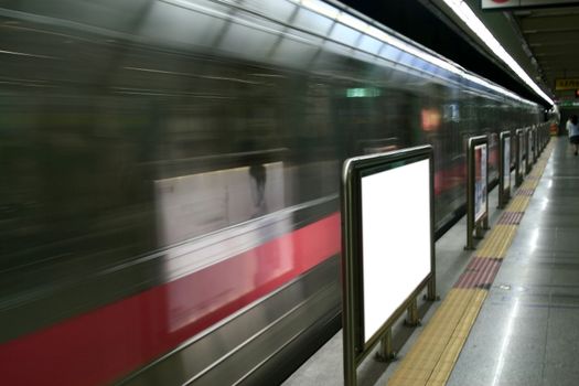 Blank Ads in Subway Station concept - ready for commercial use