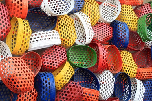 colorful fish baskets as a background
