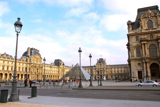 Square of Louvre building in Paris France